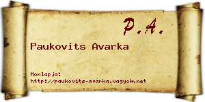 Paukovits Avarka névjegykártya
